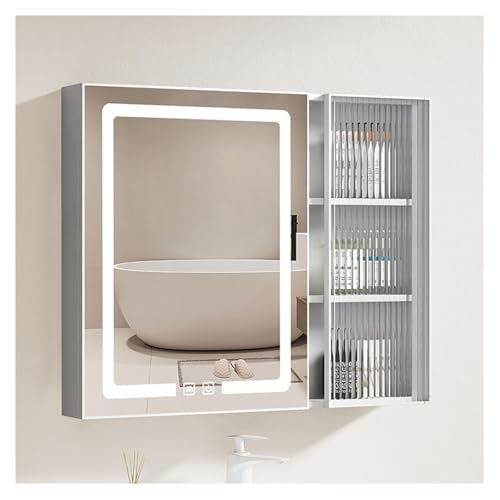 GHHDPDMJ LED-Badezimmerspiegelschrank mit wandmontiertem Ablagefach (A2 B60 x H65 cm) von GHHDPDMJ