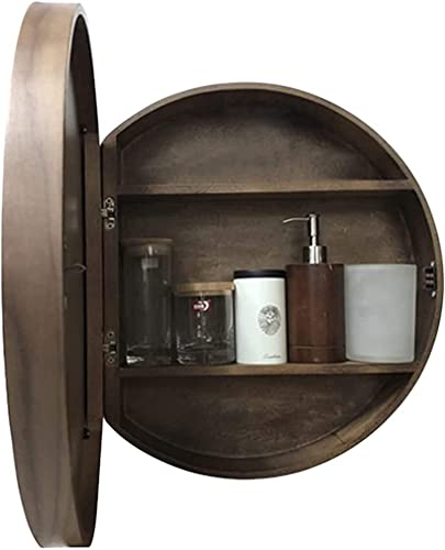GHHDPDMJ Moderner, runder Badezimmerspiegelschrank aus schwarzem Holz, 2-in-1-Kosmetikspiegel mit einzigartigem Stil, Schminkspiegel, Geschenk für das Badezimmer, modisches und Schlichtes Design, Dur von GHHDPDMJ
