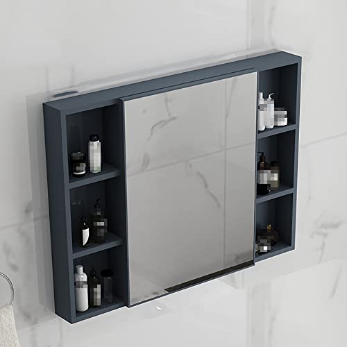 GHHDPDMJ Moderner Badezimmer-Hängeschrank mit Spiegel und Metallscharnieren, Weiß, Schwarz oder Blau, Schminktisch, Spiegel inklusive GHHDPDMJ Moderner Badezimmer-Hängeschrank mit Spiegel und Metallscharnieren, Weiß, Schwarz oder Blau, Schminktisch, Spiegel inklusive von GHHDPDMJ