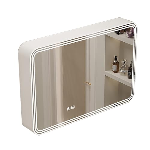 GHHDPDMJ Moderner Grauer Badezimmerspiegelschrank mit LED-Beleuchtung, Wandmontage, Kosmetikspiegelschrank für über dem Waschbecken, 60 x 70 x 13 cm GHHDPDMJ Moderner Grauer Badezimmerspiegelschrank mit LED-Beleuchtung, Wandmontage, Kosmetikspiegelschrank für über dem Waschbecken, 60 x 70 x 13 cm von GHHDPDMJ