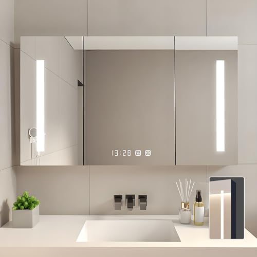 GHHDPDMJ Moderner LED-Badspiegelschrank mit stufenloser Dimmfunktion und viel Stauraum von GHHDPDMJ
