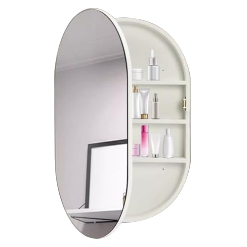 GHHDPDMJ Ovaler Spiegelschrank mit Ablage, Wandmontage, Badezimmerschrank, Schwarz/Weiß/Gold, Schminkspiegelschrank GHHDPDMJ Ovaler Spiegelschrank mit Ablage, Wandmontage, Badezimmerschrank, Schwarz/Weiß/Gold, Schminkspiegelschrank von GHHDPDMJ