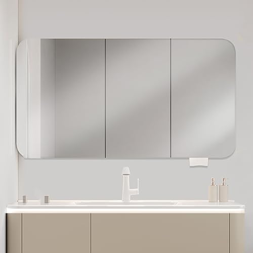 GHHDPDMJ Rahmenloser Badezimmer-Spiegelschrank mit Schminkständer, Wandmontage, Aufbewahrungsschrank, weiß (Größe: 40 x 70 x 14 cm) von GHHDPDMJ