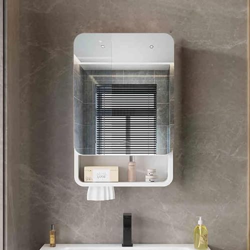 GHHDPDMJ Rechteckiger Badezimmerspiegelschrank, Badezimmerspiegelschrank mit runden Ecken und anmutigen Linien, Badezimmer-Wandgarderobe aus Aluminiumlegierung mit großem Stauraum, wasserdicht und fe GHHDPDMJ Rechteckiger Badezimmerspiegelschrank, Badezimmerspiegelschrank mit runden Ecken und anmutigen Linien, Badezimmer-Wandgarderobe aus Aluminiumlegierung mit großem Stauraum, wasserdicht und fe von GHHDPDMJ