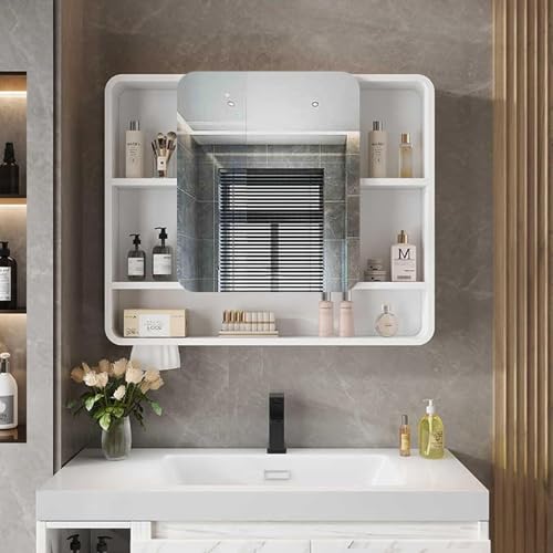 GHHDPDMJ Rechteckiger Badezimmerspiegelschrank, Badezimmerspiegelschrank mit runden Ecken und anmutigen Linien, Badezimmer-Wandgarderobe aus Aluminiumlegierung mit großem Stauraum, wasserdicht und fe GHHDPDMJ Rechteckiger Badezimmerspiegelschrank, Badezimmerspiegelschrank mit runden Ecken und anmutigen Linien, Badezimmer-Wandgarderobe aus Aluminiumlegierung mit großem Stauraum, wasserdicht und fe von GHHDPDMJ