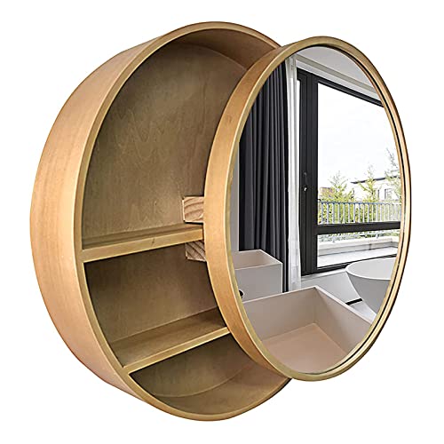 GHHDPDMJ Runder Badezimmer-Medizinschrank mit Spiegel, an der Wand montierter Waschtischunterschrank aus Holz mit 3-stöckigem Regal, einzigartiger 2-in-1-Badezimmerspiegelschrank GHHDPDMJ Runder Badezimmer-Medizinschrank mit Spiegel, an der Wand montierter Waschtischunterschrank aus Holz mit 3-stöckigem Regal, einzigartiger 2-in-1-Badezimmerspiegelschrank von GHHDPDMJ
