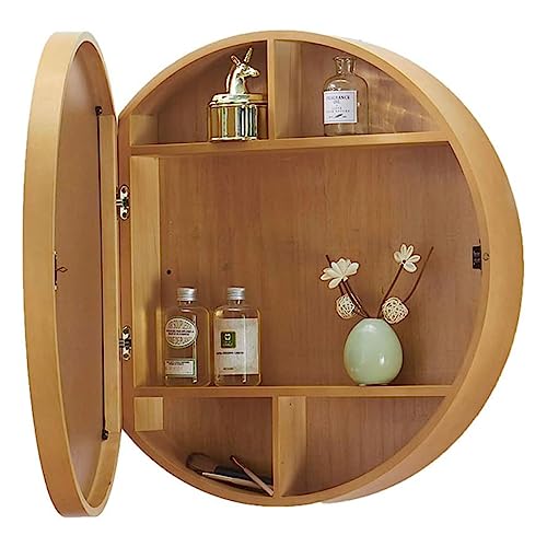 GHHDPDMJ Runder Badezimmer-Wandschrank aus Massivholz mit Schiebespiegel, großer Medizinschrank zur Aufbewahrung von Möbeln, Waschtisch GHHDPDMJ Runder Badezimmer-Wandschrank aus Massivholz mit Schiebespiegel, großer Medizinschrank zur Aufbewahrung von Möbeln, Waschtisch von GHHDPDMJ