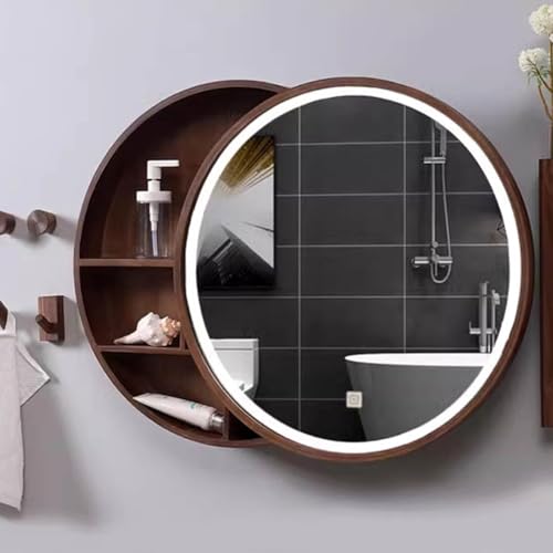 GHHDPDMJ Runder Spiegelschrank, LED-Badezimmerspiegelschrank, Wandregal und geräuschlose Scharniere, runder LED-Badezimmermedizinschrank mit EIN-klick-Multifunktion, Antibeschlag und Dimmen (60/70/80 GHHDPDMJ Runder Spiegelschrank, LED-Badezimmerspiegelschrank, Wandregal und geräuschlose Scharniere, runder LED-Badezimmermedizinschrank mit EIN-klick-Multifunktion, Antibeschlag und Dimmen (60/70/80 von GHHDPDMJ