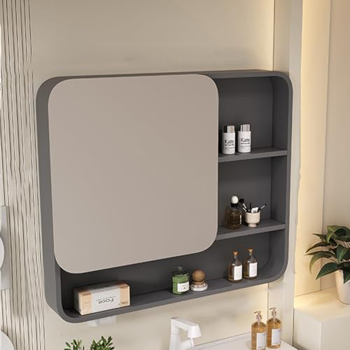 GHHDPDMJ Wandmontierter Badezimmerspiegelschrank, Badezimmer-Wandaufbewahrungsschrank mit großer Kapazität und Stauraum darunter, Badezimmer-Wandgarderobe aus Aluminiumlegierung mit geräuschlosem Sch GHHDPDMJ Wandmontierter Badezimmerspiegelschrank, Badezimmer-Wandaufbewahrungsschrank mit großer Kapazität und Stauraum darunter, Badezimmer-Wandgarderobe aus Aluminiumlegierung mit geräuschlosem Sch von GHHDPDMJ