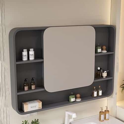 GHHDPDMJ Wandmontierter Badezimmerspiegelschrank, Badezimmer-Wandaufbewahrungsschrank mit großer Kapazität und Stauraum darunter, Badezimmer-Wandgarderobe aus Aluminiumlegierung mit geräuschlosem Sch GHHDPDMJ Wandmontierter Badezimmerspiegelschrank, Badezimmer-Wandaufbewahrungsschrank mit großer Kapazität und Stauraum darunter, Badezimmer-Wandgarderobe aus Aluminiumlegierung mit geräuschlosem Sch von GHHDPDMJ