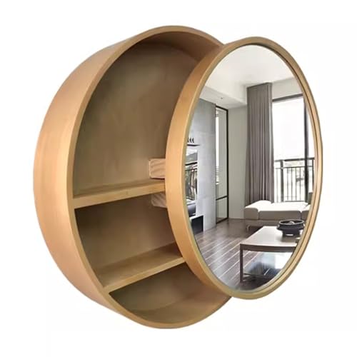 GHHDPDMJ Wandmontierter Spiegelschrank Wandmontierter Badezimmerschrank Badezimmerspiegelschrank Kosmetikspiegel mit Lagerregal Massivholzrahmen von GHHDPDMJ