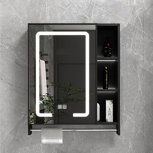 GHHDPDMJ Wandschrank fürs Badezimmer, Wandschrank mit Dimmfunktion und Antibeschlagfunktion, moderner Badezimmerspiegelschrank mit LED-Beleuchtung, Touch-Schalter und Ablage (55/60/75/90 cm) von GHHDPDMJ