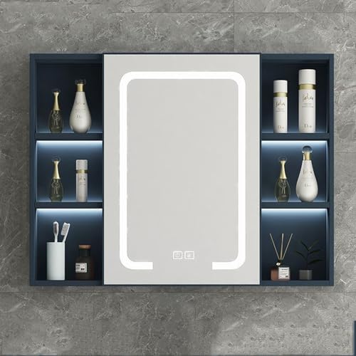 GHHDPDMJ Wandschrank fürs Badezimmer, moderner Badezimmerspiegelschrank mit LED-Beleuchtung, dimmbare Funktion, Antibeschlagfunktion, beleuchteter Spiegelschrank fürs Badezimmer mit Berührungsschalte GHHDPDMJ Wandschrank fürs Badezimmer, moderner Badezimmerspiegelschrank mit LED-Beleuchtung, dimmbare Funktion, Antibeschlagfunktion, beleuchteter Spiegelschrank fürs Badezimmer mit Berührungsschalte von GHHDPDMJ