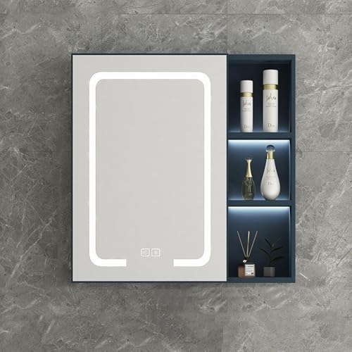 GHHDPDMJ Wandschrank fürs Badezimmer, moderner Badezimmerspiegelschrank mit LED-Beleuchtung, dimmbare Funktion, Antibeschlagfunktion, beleuchteter Spiegelschrank fürs Badezimmer mit Berührungsschalte GHHDPDMJ Wandschrank fürs Badezimmer, moderner Badezimmerspiegelschrank mit LED-Beleuchtung, dimmbare Funktion, Antibeschlagfunktion, beleuchteter Spiegelschrank fürs Badezimmer mit Berührungsschalte von GHHDPDMJ
