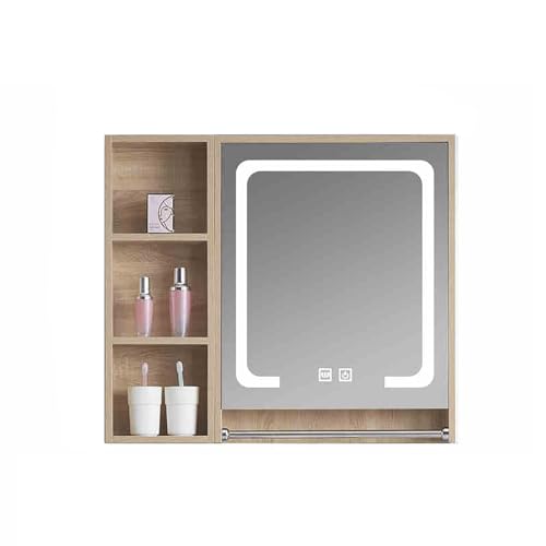 GHHDPDMJ Wandschrank im Landhausstil mit Spiegeltür und Handtuchhalter, platzsparender Badezimmer-Aufbewahrungsschrank für über der Toilette (Natur) von GHHDPDMJ