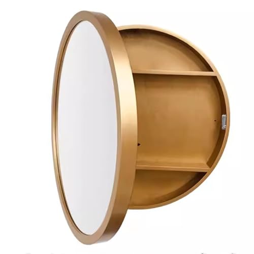 Runder Spiegelschrank, an der Wand montierter Badezimmerschrank mit Spiegel, Badezimmerspiegelschrank, an der Wand montierter Kosmetikspiegel (Golden, 70 cm) von GHHDPDMJ