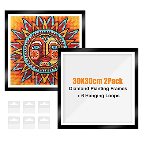 GHHKUD Diamant Painting Bilderrahmen, 2er Set Diamond Painting Rahmen, Magnetischer Rahmen für Diamant Painting Bilder 30x30cm Leinwand Diamant Malerei Rahmen - Schwarz (Innenmaß: 24,6x24,6cm) von GHHKUD