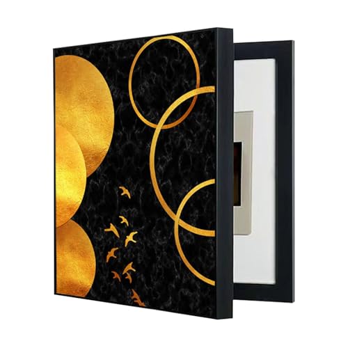 GHHQQZ Decorative Painting Electricity Meter Switch Panel Cover Kein Bohren Erforderlich Stromzähler Box Dekoration Wohnzimmer Hotel(D,30x40cm) von GHHQQZ