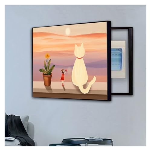 GHHQQZ Dekorative Malerei Zählerkästen Links Angeschlagen Electric Meter Box Cover Switch Panel Cover Esszimmer Wohnzimmer(D,50x60cm) von GHHQQZ