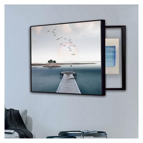 GHHQQZ Elektrizitäts Zählerbox Dekorative Malerei Schwarzer Rahmen Zählerkasten Abdeckung Meter Box Wandkunst Schlafzimmer Küche(B,60x70cm) von GHHQQZ