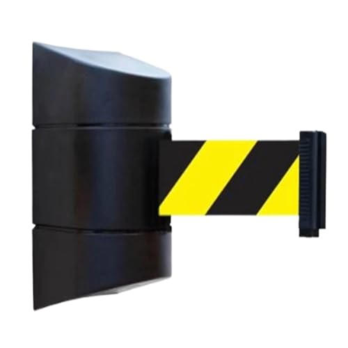 Absperrband Ausziehbar 5 m/10 m Gurtlänge, an der Wand montierte, einziehbare Gurtbandbarriere mit gestreiftem Warngurt zur Kontrolle von Menschenmengen in abgetrennten Bereichen(Balck yellow,5M) von GHHZML