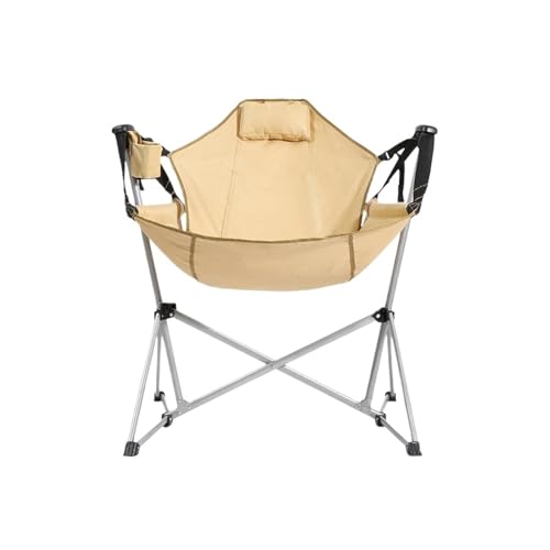 Anglerstuhl Camping Stuhl Freizeit Schaukelstuhl Hohe Rückenlehne Klapp Liege Camping Schaukelstuhl Garten Schaukelstühle Klappstuhl(Beige L) von GHHZML