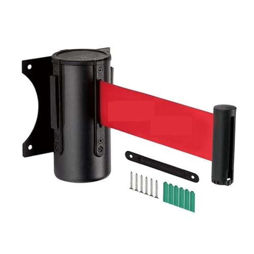 GHHZML Absperrband Ausziehbar Absperrungen und Linienteiler for Menschenmengen durch einziehbaren Warngurt zur Wandmontage for den Innen- Außenbereich, 3 Meter(Red) von GHHZML