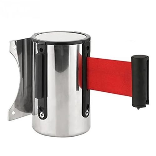 GHHZML Absperrband Ausziehbar Edelstahl Pfosten Warteschlange Barriere Wand Montieren Crowd Control Einziehbare Band Höhe 140mm Durchmesser 63mm for Beide Seiten(3meter) von GHHZML