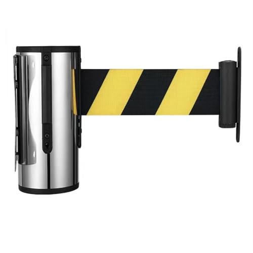 GHHZML Absperrband Ausziehbar Wandhalterung Einziehbarer Gurt Pfosten Warteschlange Absperrpfosten Band Mit 5M Länge(Yellowblack) von GHHZML
