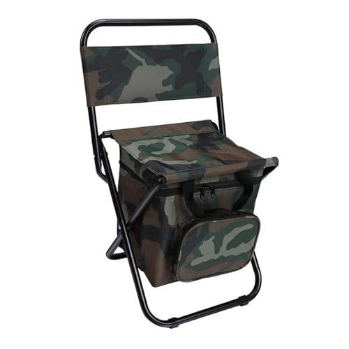 GHHZML Anglerstuhl 3-in-1 Multifunktionaler Tragbarer Klappstuhl for Den Außenbereich, Freizeit-Angel-Rückenlehnenstuhl Mit Aufbewahrungstasche, Isolierter Campingstuhl(Camouflage) von GHHZML