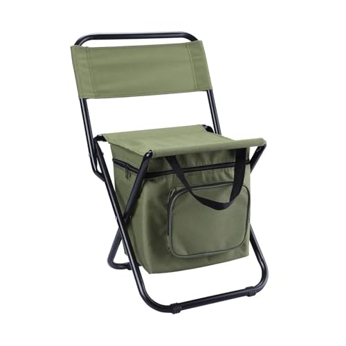 GHHZML Anglerstuhl 3-in-1 Multifunktionaler Tragbarer Klappstuhl for Den Außenbereich, Freizeit-Angel-Rückenlehnenstuhl Mit Aufbewahrungstasche, Isolierter Campingstuhl(Green 01) von GHHZML