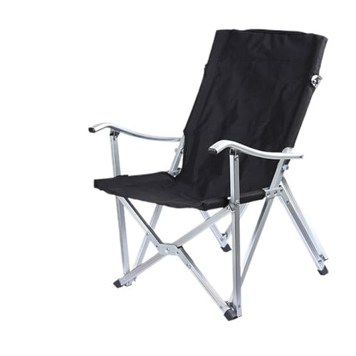 GHHZML Anglerstuhl Aluminiumlegierung Outdoor Klappstuhl Angeln Freizeit Strandstuhl 600D Oxford Stoff Rückenlehne Direktor Camping Hocker(Black) von GHHZML