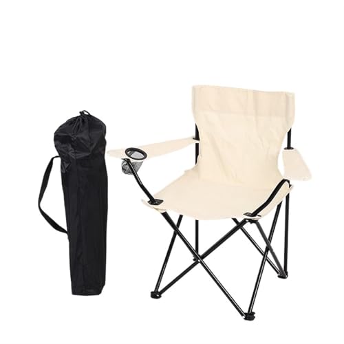 GHHZML Anglerstuhl Campingstuhl Camping Outdoor Klappstuhl Angelstuhl Mit Wasserflaschentasche(BEIGE) von GHHZML