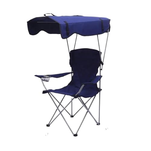 GHHZML Anglerstuhl Klappbarer Baldachinstuhl mit Schatten, tragbarer Liegestuhl, Strandstuhl for Rasen, Camping, Picknick, Angeln im Freien, bequemer Liegesitz(Dark Blue) von GHHZML