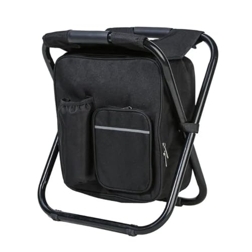 GHHZML Anglerstuhl Klappstuhl Angelstuhl Outdoor Camping Picknick Tragbarer Thermokühler Isolierter Rucksack Campingstuhl Reisemöbel(Black) von GHHZML