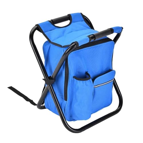GHHZML Anglerstuhl Klappstuhl Angelstuhl Outdoor Camping Picknick Tragbarer Thermokühler Isolierter Rucksack Campingstuhl Reisemöbel(Blue) von GHHZML