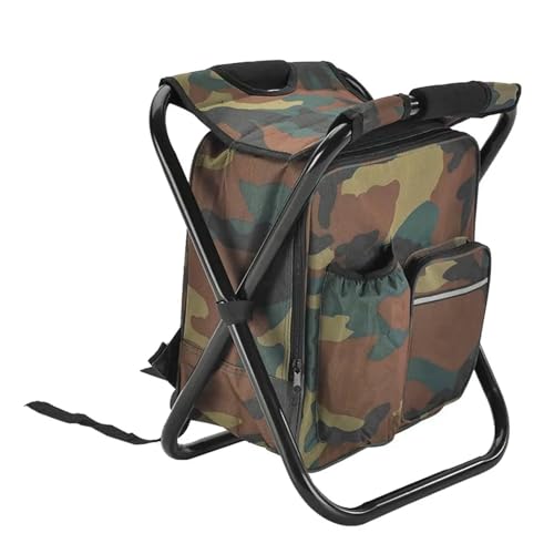 GHHZML Anglerstuhl Klappstuhl Angelstuhl Outdoor Camping Picknick Tragbarer Thermokühler Isolierter Rucksack Campingstuhl Reisemöbel(Camouflage) von GHHZML