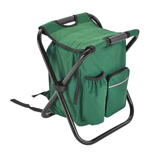 GHHZML Anglerstuhl Klappstuhl Angelstuhl Outdoor Camping Picknick Tragbarer Thermokühler Isolierter Rucksack Campingstuhl Reisemöbel(Green) von GHHZML