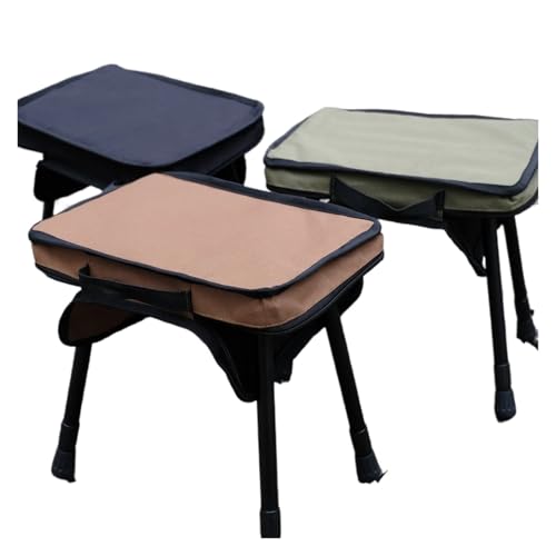 GHHZML Anglerstuhl Outdoor Camping Taktischer Stuhl Klapphocker Leichter Ponyhocker Tragbarer Angelhocker aus Aluminium mit Aufbewahrungstasche(Khaki) von GHHZML