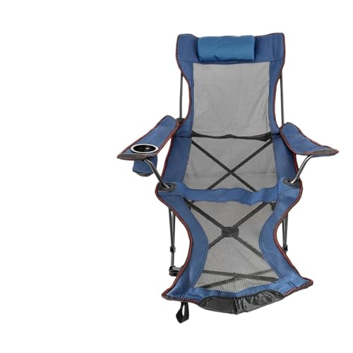 GHHZML Anglerstuhl Outdoor Folding Camp Stuhl Rückenlehne Mit Fußstütze Tragbare Bett Nickerchen Stuhl for Camping Angeln Faltbare Strand Lounge Stuhl(Blue) von GHHZML