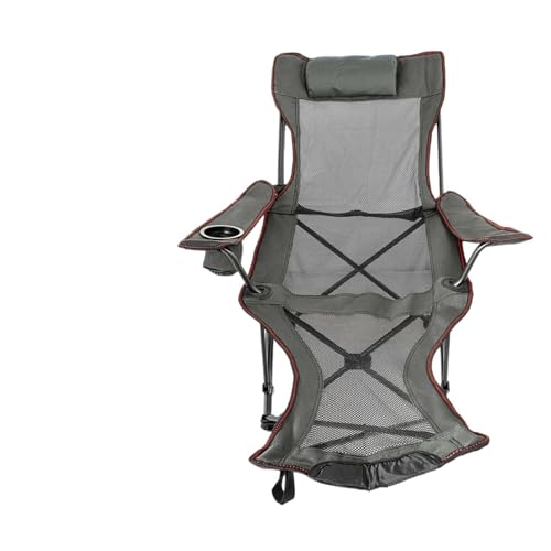 GHHZML Anglerstuhl Outdoor Folding Camp Stuhl Rückenlehne Mit Fußstütze Tragbare Bett Nickerchen Stuhl for Camping Angeln Faltbare Strand Lounge Stuhl(Gray) von GHHZML