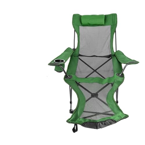 GHHZML Anglerstuhl Outdoor Folding Camp Stuhl Rückenlehne Mit Fußstütze Tragbare Bett Nickerchen Stuhl for Camping Angeln Faltbare Strand Lounge Stuhl(Green) von GHHZML