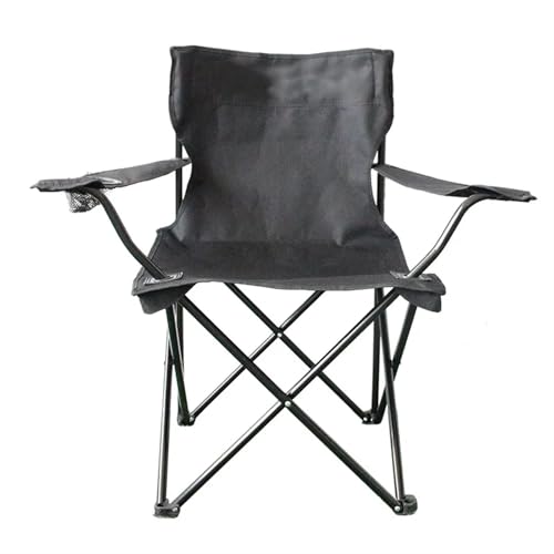 GHHZML Anglerstuhl Outdoor Klappstuhl 600D Oxford Stoff Camping Kunst Skizzieren Camping Angeln Rückenlehne Armlehne Strand Stuhl(Black 50x50x80) von GHHZML