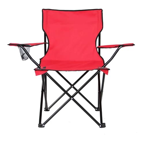 GHHZML Anglerstuhl Outdoor Klappstuhl 600D Oxford Stoff Camping Kunst Skizzieren Camping Angeln Rückenlehne Armlehne Strand Stuhl(Red 50x50x80) von GHHZML