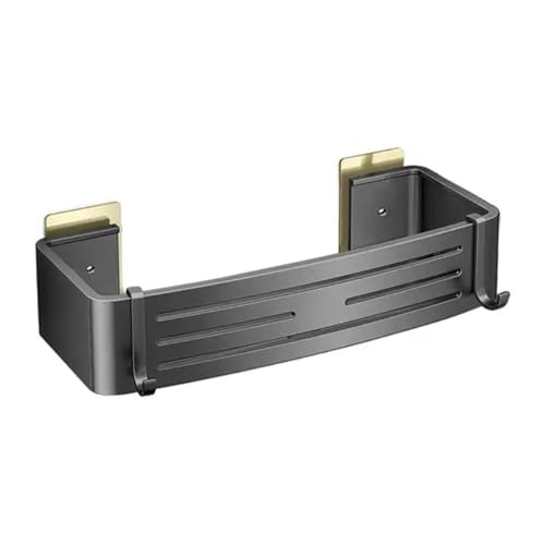 GHHZML Duschablage 1pc Bad Regal Handtuch Rack Starke Last-Lager Entwässerung Loch Design Kein Bohren Regal Rack Dusche Veranstalter(Black A) von GHHZML