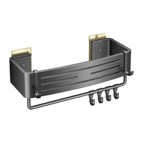 GHHZML Duschablage 1pc Bad Regal Handtuch Rack Starke Last-Lager Entwässerung Loch Design Kein Bohren Regal Rack Dusche Veranstalter(Black B) von GHHZML