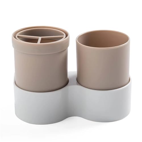 GHHZML Duschablage Zahnbürste Fall Reise Kunststoff Tragbare Tasse Abdeckung for Zahnpasta Zahnbürste Box Halter Abdeckung Wand Stehen Badezimmer Zubehör(Brown Case) von GHHZML