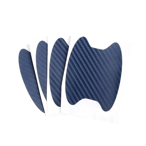 GHHZML Kohlefaserplatten Auto Aufkleber Anti Scratch Auto Türgriff Carbon Fiber Protector Autos Griff Schutz Film Styling Außen Zubehör(4PC Blue) von GHHZML