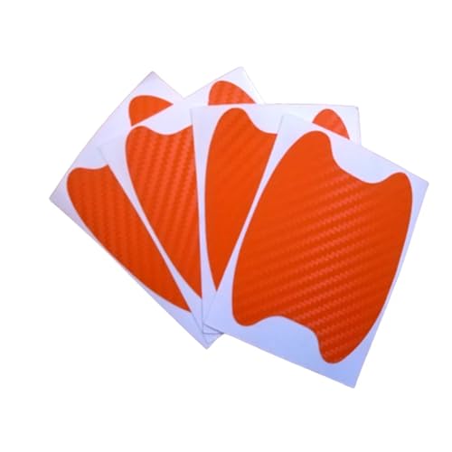 GHHZML Kohlefaserplatten Auto Aufkleber Anti Scratch Auto Türgriff Carbon Fiber Protector Autos Griff Schutz Film Styling Außen Zubehör(4PC Orange) von GHHZML