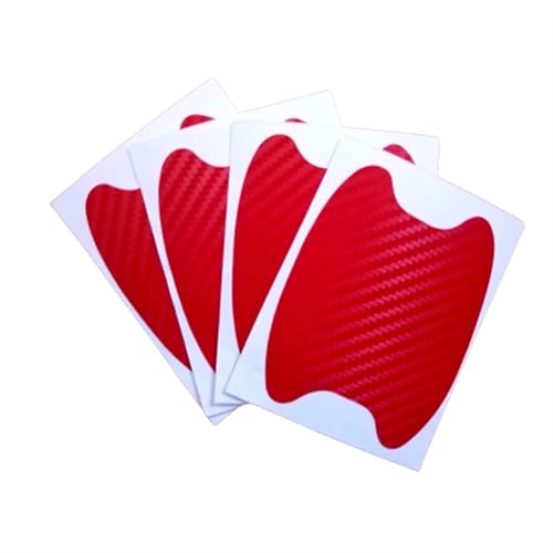 GHHZML Kohlefaserplatten Auto Aufkleber Anti Scratch Auto Türgriff Carbon Fiber Protector Autos Griff Schutz Film Styling Außen Zubehör(4PC Red) von GHHZML